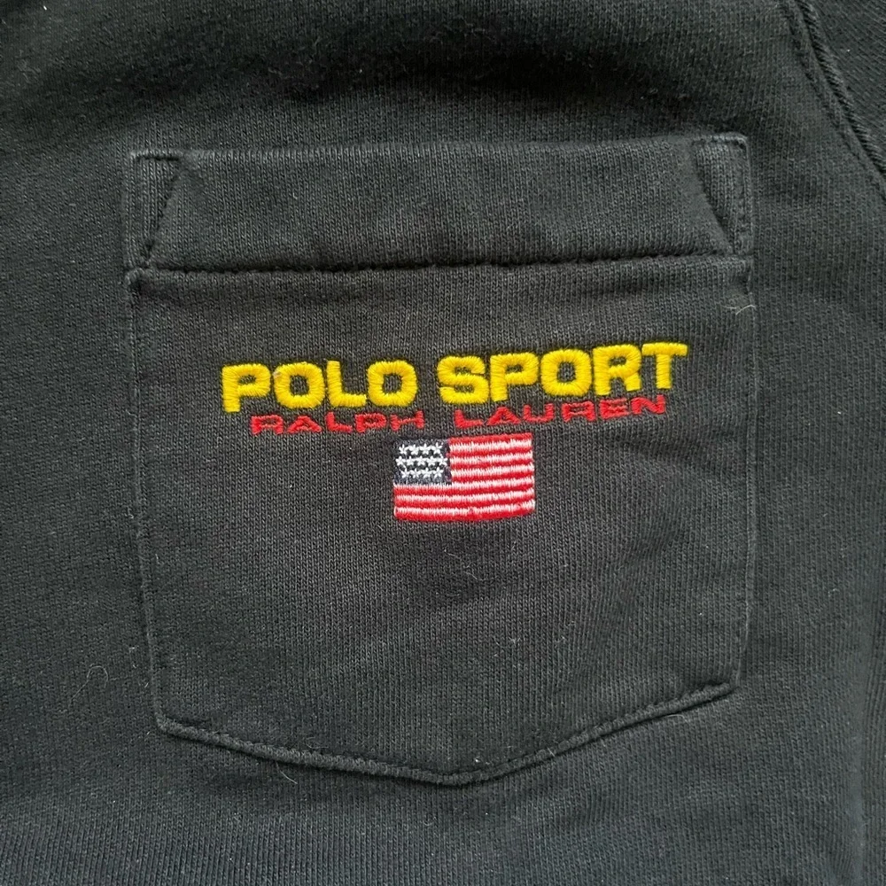 Polo Sport Men’s Black Short Sleeve Sweatshirt Pocket Logo Size M Preppy Street - Picture 3 of 8